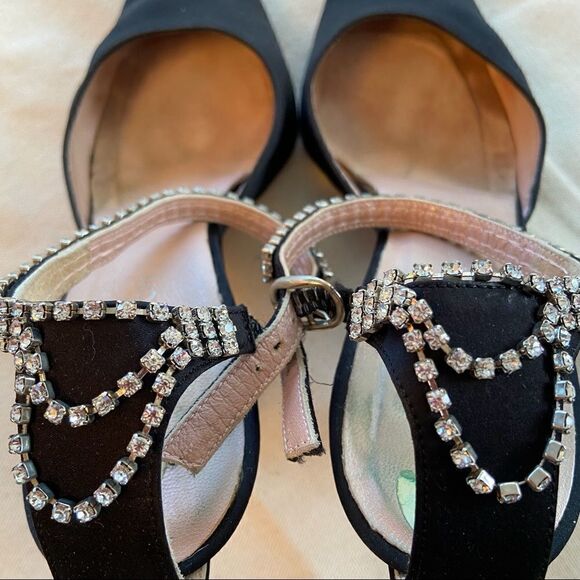 Albert Nippon black high heels vintage rhinestone strap - Picture 4 of 12